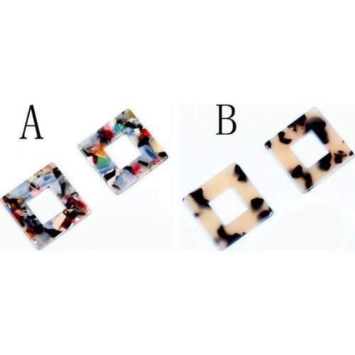 Leopard Print,Tortoise Shell Earring Charm,Acetate Acrylic Beads,Square Shaped,Boho,Earring Parts,Ohrringe finding,34.5mm-ACE186