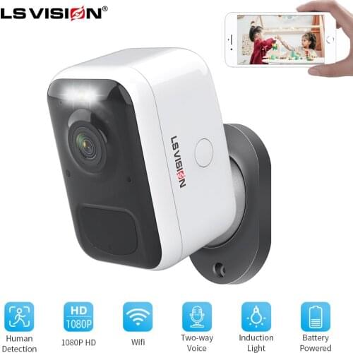 LSVISION Rechargeable Wifi Camera Outdoor Battery Powered 1080P Full HD Spotlight Color Night Waterproof PIR Two Way Audio