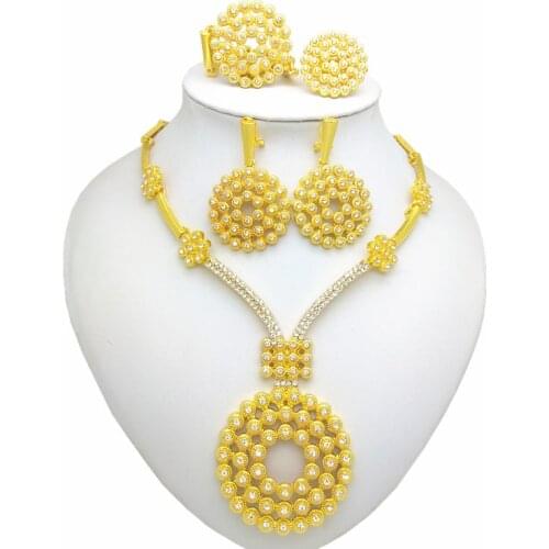 Kingdom Ma Fashion Dubai Gold Color Jewelry Set African Beads Jewelry Set Bridal Gift Nigerian Wedding Brand Jewelry Set