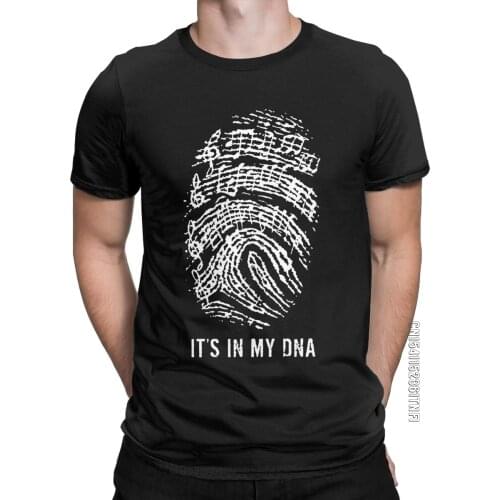 Mens T-Shirts Music Notes It Is In My Dna Crazy Pure Cotton Tee Shirt Classic Short Sleeve T Shirts O Neck Clothes Classic