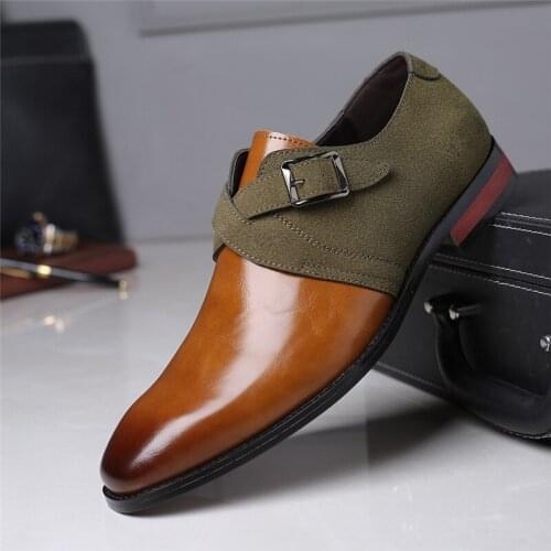 Large Size Mens Dress Shoes Handmade Monk Buckle Strap Loafers Mens Shoes Brown Black Cap Toe Business Wedding Oxfords for Men