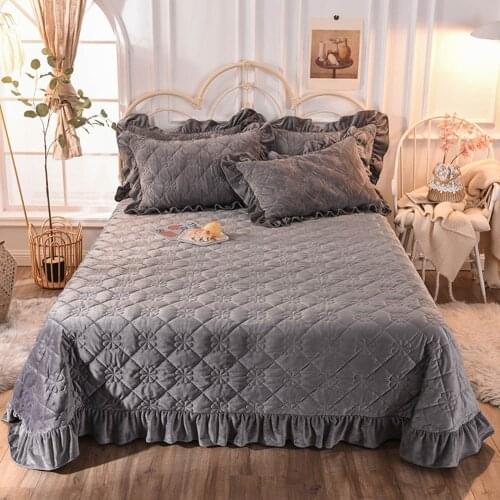 Soft velvet thicken winter bed cover Ruffle bed Plaid Linens Bedspread on the bed blanket quilt Bedspreads for double bed sheet