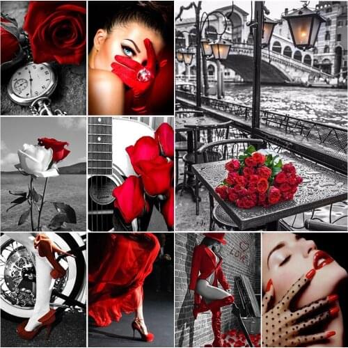 Black and White Portrait Woman Rose Diamond Painting 5D DIY Diamond Embroidery Cross Stitch Kit Rhinestone Mosaic Artist Home