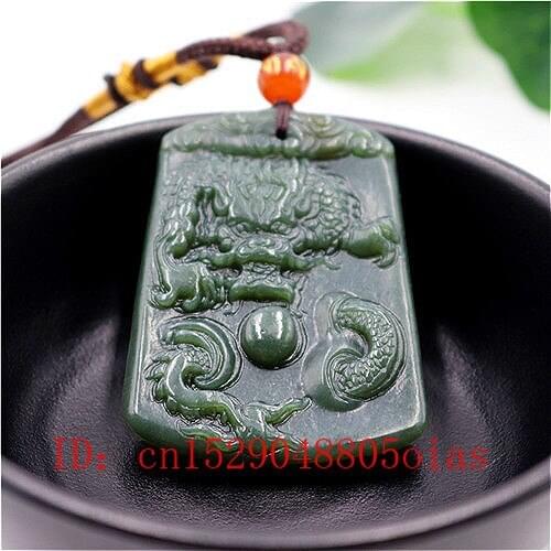 Natural Chinese Hetian Jade Dragon Pendant Necklace Fashion Accessories Charm Jewelry Carved Amulet Gifts for Women Men