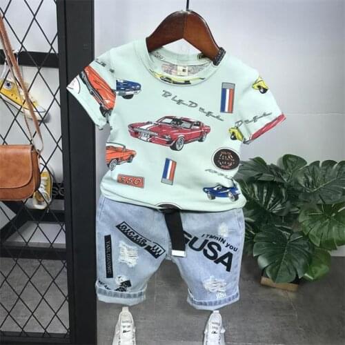 Baby Boys Girls Summer Cartoon T Shirt+Shorts Pants 2PCS Clothing Set Kids Tracksuit Toddler Costume Children Sport Suit 2-7Y