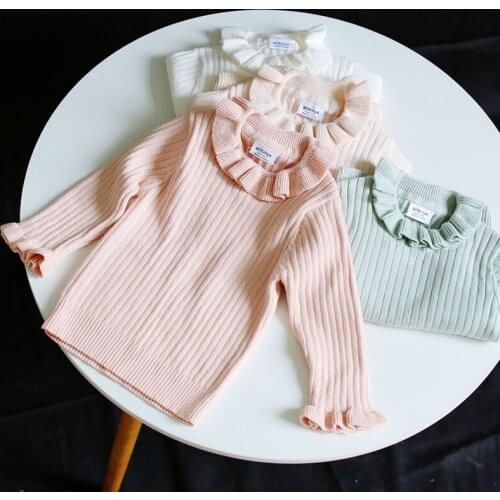 Autumn Newborn Baby Girls Solid Color Long Sleeves Pullover Sweaters Kids Pullover Tops Infant Baby Girls Knitting Sweaters