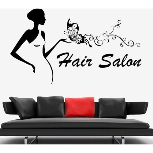 Hairdressing Wall Decal Beauty Hair Salon Vinyl Wall Sticker Make up Girl Woman Fashion Hairdressing Hair Salon Decor Mural C341