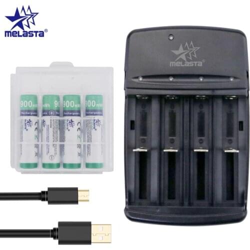 Melasta 4PCS AAA 900mWh 1.65V Ni-Zn rechargeable NIZN battery +1 Smart LED USB Charger for digital camera toys CD players Clock