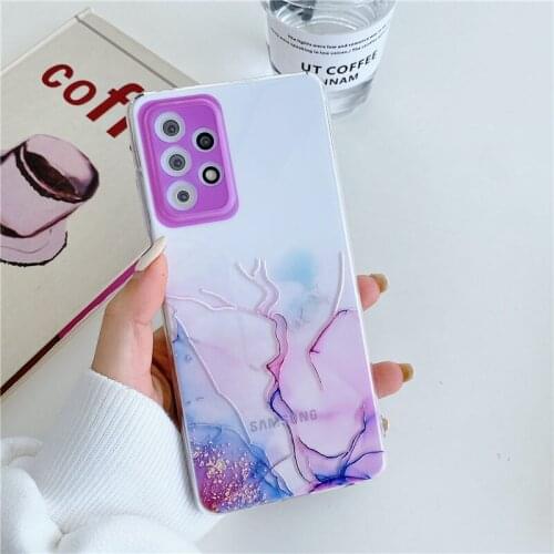 Watercolor Painting Clear Soft TPU Phone Case For Samsung Galaxy S21 FE Plus Ultra A02 EU A52 A32 A12 A22 A82 Marble Crack Cover