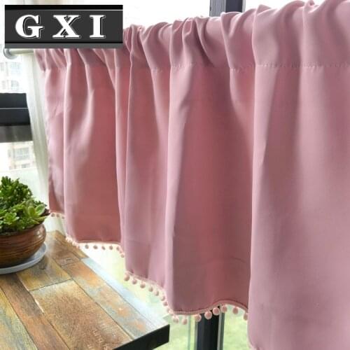 Pink Solid Color Semi-Curtains Valance For Living Room Kitchen Bay Window Bedroom Divided Partition Modern Short Drapes