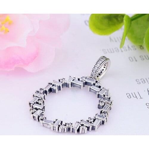 925 Sterling Silver Square Zirconia Stone Interlinked Hand Made Circle Beads Fit Original Charm Bracelet Berloque For Women 2020