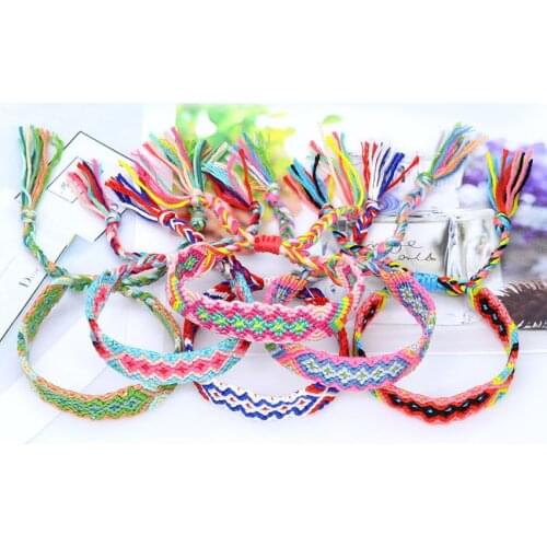 Bohemian Thread Bracelet Retro Handmade Boho Multicolor String Cord Woven Braided Hippie Friendship Bracelets Women Men 12pcs