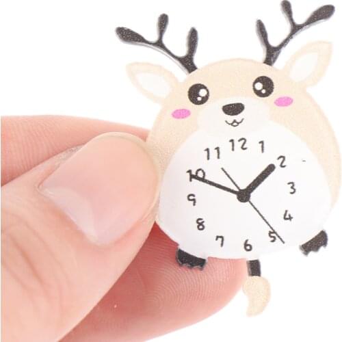 1:12 Dollhouse Miniature Cartoon Animals Aquirrel Fawn Wall Clock Doll House Decor Toy