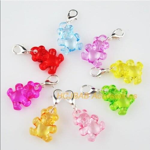 16 New Animal Bear Charms Connectors Clasps Silver Plated Mixed Acrylic