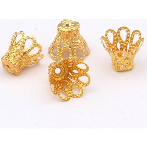 200pcs 4.5x6/7x9/8x12/11x15mm Spacer Flower End Caps Filigree Spacer Beads Caps Charms Bead For DIY Jewelry Making Findings