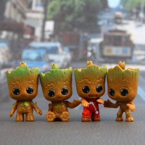 4pcs/set Car Oranments Mini Dancing Model Action Tiny Cute Baby Tree Man Model Figure Toys Accessories