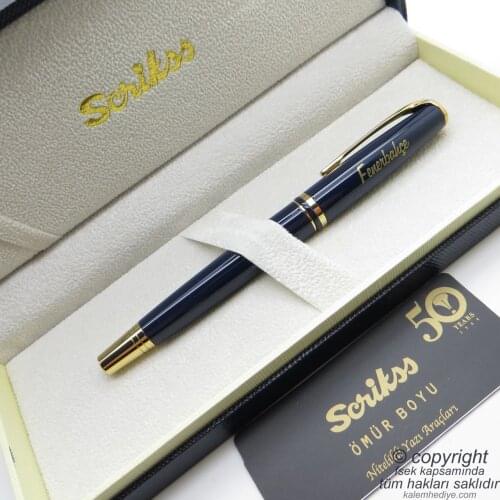 Scrikss 477 Navy Blue Gold Liverpool Roller Pen | İsme Special Pen-Licensed Original Product