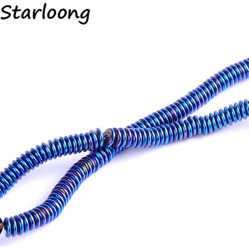 Top quality 4*1mm Natural stone bright multicolor round shape loose hematite beads for DIY jewelry necklace making