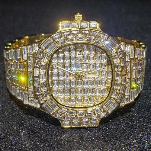 Hip Hop MISSFOX Top Brand Luxury Patek PP Nautilus 5711 Mens Watches Diamond Iced Out Watch Men Luminous Hand Quartz Wristwatch