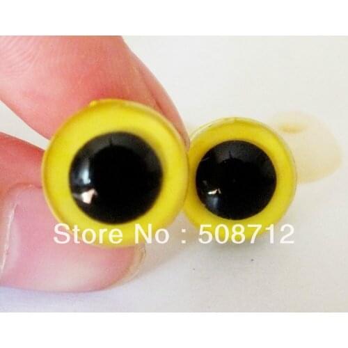 Fress ship!!!200pcs/lot 13mm Yellow color pupil toy eyes/ safety eyes with PLASTIC lock-washers