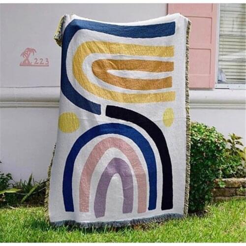 Rainbow Tassel Blankets For Beds Travel Tapestry Wall Hanging Beach Sofa Blanket Throw Blanket ChildrenS Room Nordic Home Decor
