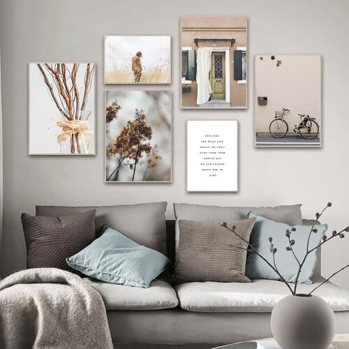 Nordic Style Character Landscape Canvas Painting English Letters Poster Wall Art Pictures Modern Home Decor Unframed Prints