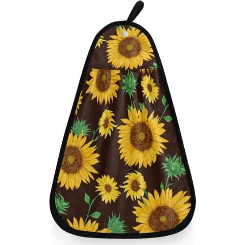 Classic Sunflower Print Soft Hand Towel Dishcloths Absorbent Cloth Bathroom Hanging Wipe Kitchen Accessories Quick Dry Towel
