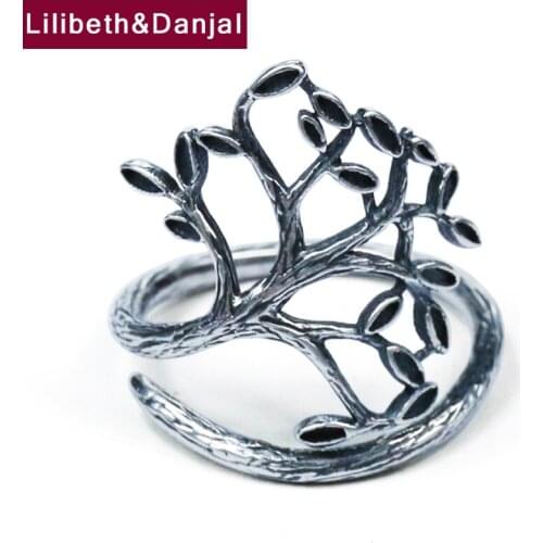 Life Tree Ring 100% Real 925 Sterling Silver Fashion Adjustable Ring Fine Jewelry Women Men anillos de plata 925 de ley mujer R4