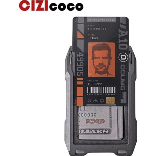 Cizicoco RFID Metal Card holder Wallet Men Business Badge Credit Card Holder Small Aviator Minimalist Wallet for Card Man