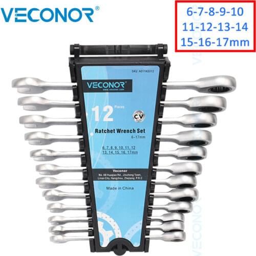 12Pcs Ratchet Wrench Spanner Set of Tools Combination Ratchet Set of Keys Dull Polish 72T Ratcheting Head Multi-Tool with Rack