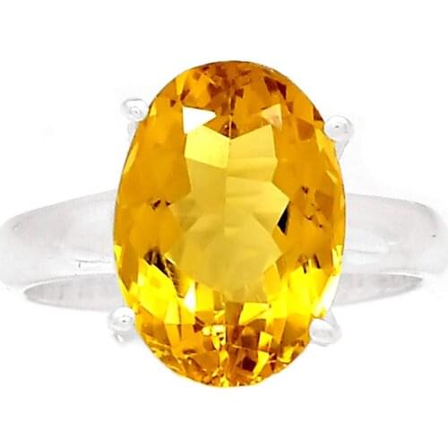 Genuine HONEY QUARTZ Ring 925 Sterling Silver, USA Size : 7.5, AR4053