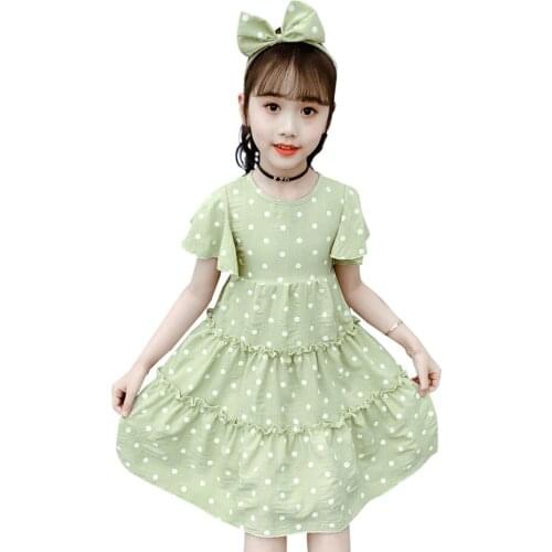 Girl Dress Dot Pattern Girl Party Dress 2021 Newest Children Dresses Summer Girls Costumes Kids 6 8 10 12 14