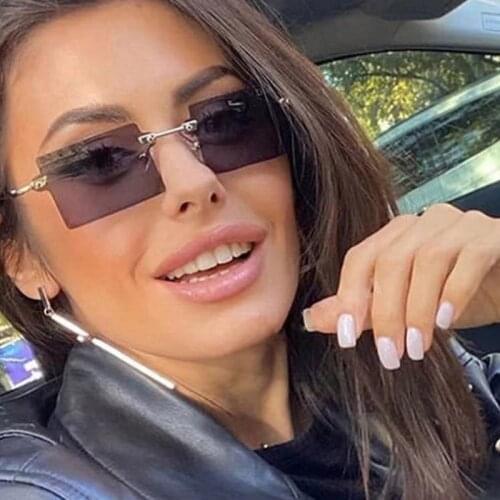 Multicolor Steampunk Sunglasses Men Women 2021 Square Shades For Female 90s Vintage Rimless Ocean Lens Sun Glasses Unisex UV400