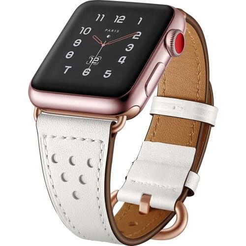 Metal Buckle Wrist Strap For Apple Watch Band Sport White Leather 38mm 42mm Smart Bracelet Watchband For i-Watch Series 1 2 3