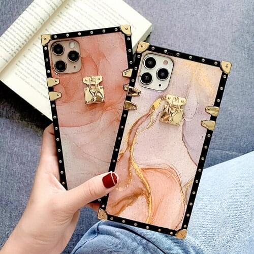 Luxury Marble Texture Phone Case For iPhone 12Pro Max 11 XS MAX 6 7 8 Plus Square Dropping Glue Granite Stone Pattern Soft Cover