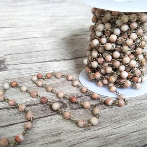 Handcrafted Gold color jewelry Finding,Natural Red Network Stone Beaded Chains,DIY necklace hand chain jewelry making LZ46