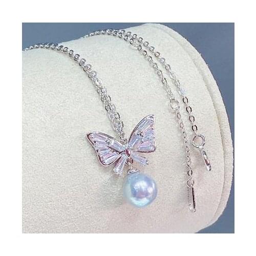 S925 silver clasp New jewelry 100% Natural Zhenduoma sea pearl bow Pearl necklace pendant for women