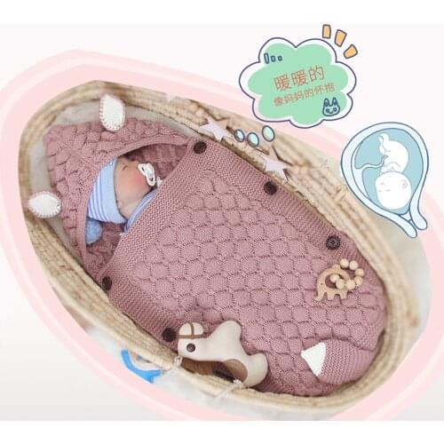 Knitted Rabbit Baby Sleeping Bags Baby Blanket Stroller Autumn Infantil Bebes Swaddle Newborn Sleepsacks Envelopes for Discharge