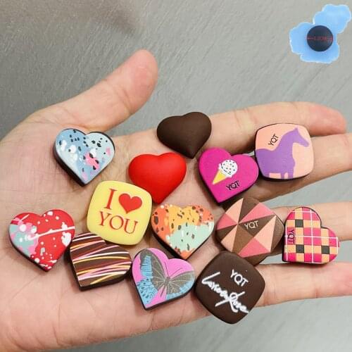 1pcs Colorful Heart-Shaped Resin Shoes Accessories Garden Shoe Decorations For Croc Jibz Charm Wristband Party Presents