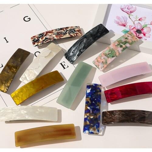 Long Big Acetate Geometric Hair Claw Square Grip Spring Hair Clip Hairpin Barrettes Colorful Acrylic Hair Clip 26 Colors
