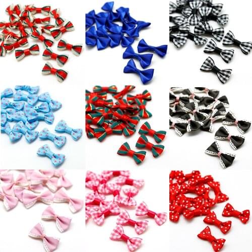 10-50pcs Mixed Baby Satin Ribbon Stripe Bowknot Hair Clips Applique DIY Sewing Crafts Wedding Bow Tie Scrapbooking Decoration