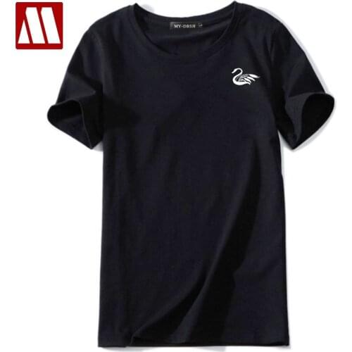 Harajuku Print White T-shirts For Woman Swan Tshirt Cotton Vintage Plus Size Female T-Shirt Womens Tops Haut Tee Shirts Femme