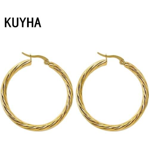 New Design Charm Hoop Earrings Women Simple Punk Style Brincos 4Sizes Geometric Round Big Circle Party Jewelry Fashion Present