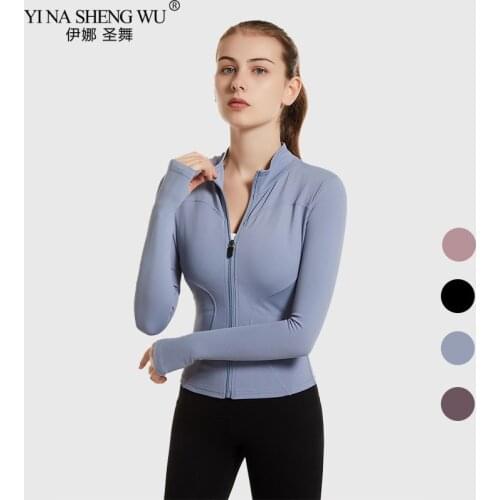 Women Athletic Sport Shirts Slim Top Fit Long Sleeved Fitness Coat Yoga Crop Tops With Thumb Holes Gym Jacket Workout Sportswear