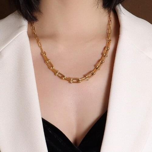 New Arrivals Royal Fashionable Syle U-shaped Horseshoe Buckle Stainless Steel Handmade Necklaces And Bracelets For Women Jewelry