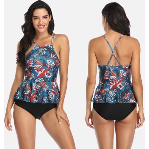 New Bikini Swimsuit Push Up 2 Peice Set Outfits for Women Halter Swimwear 2021 Sexy Floral Print Brazilian Swim Bathing Suit 2XL