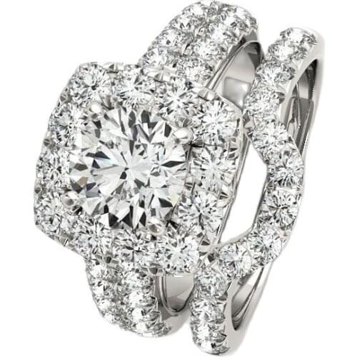 925 Sterling Silver Ring Sets 1 Carat Sona Round Cut Women Wedding Anniversary Ring Engagement Jewelr