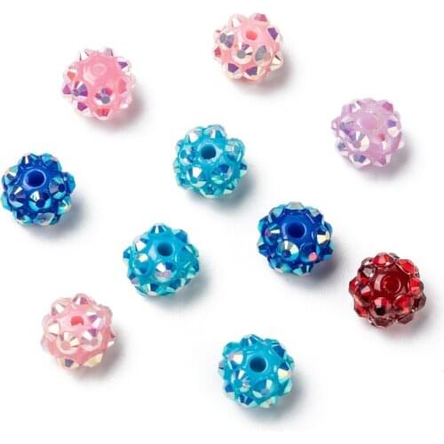100pcs Chunky Resin Rhinestone Beads Resin Round Beads 8mm For DIY Bracelet Necklace Jewelry making Accessories Mixed Color