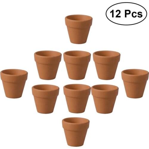12Pcs 3x3cm Small Mini Terracotta Pot Clay Ceramic Pottery Planter Flower Pots Succulent Nursery Pots for Flower Plants Crafts