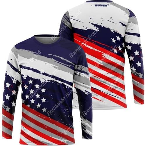 2021 Blue Full Sleeve Downhill Mtb Jersey Enduro Motocross Men USA Mountain Bike Jersey BMX Downhill Shirt Tops